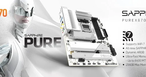 Sapphire Pure X870A WiFi 7 – fehér X870, $249-ért