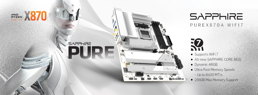 Sapphire Pure X870A WiFi 7 – fehér X870, $249-ért