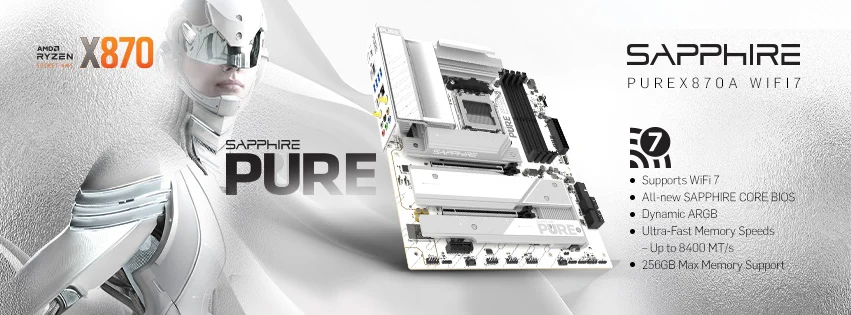Sapphire Pure X870A WiFi 7 – fehér X870, $249-ért