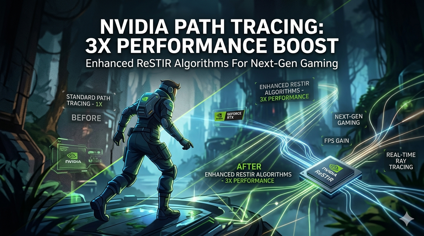 NVIDIA: 3×-os ugrás a path tracingben az új, enhanced RESTIR algoritmusokkal