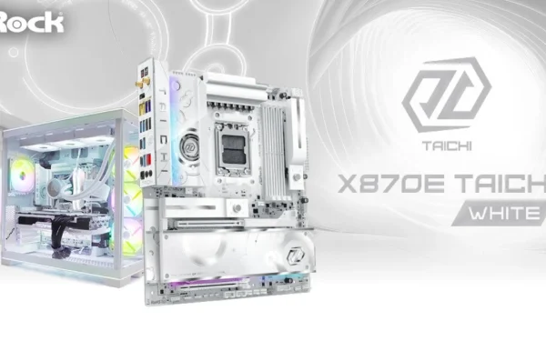ASRock hófehér X870E Taichi White alaplap — 27 fázisú VRM, PCIe 5.0 és modern csatlakozók a Ryzen 9 9950X3D-hez