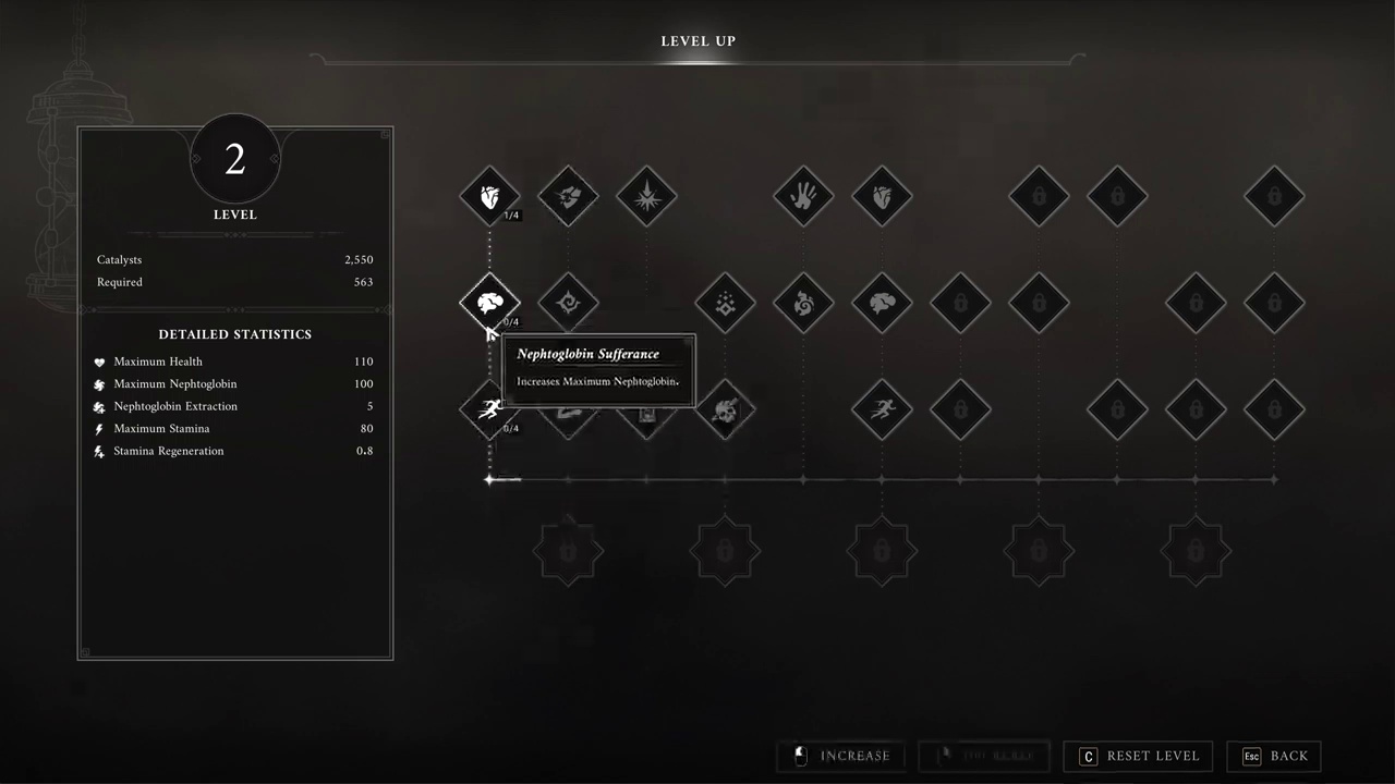A Valor Mortis Catalyst-alapú fejlődési menüje