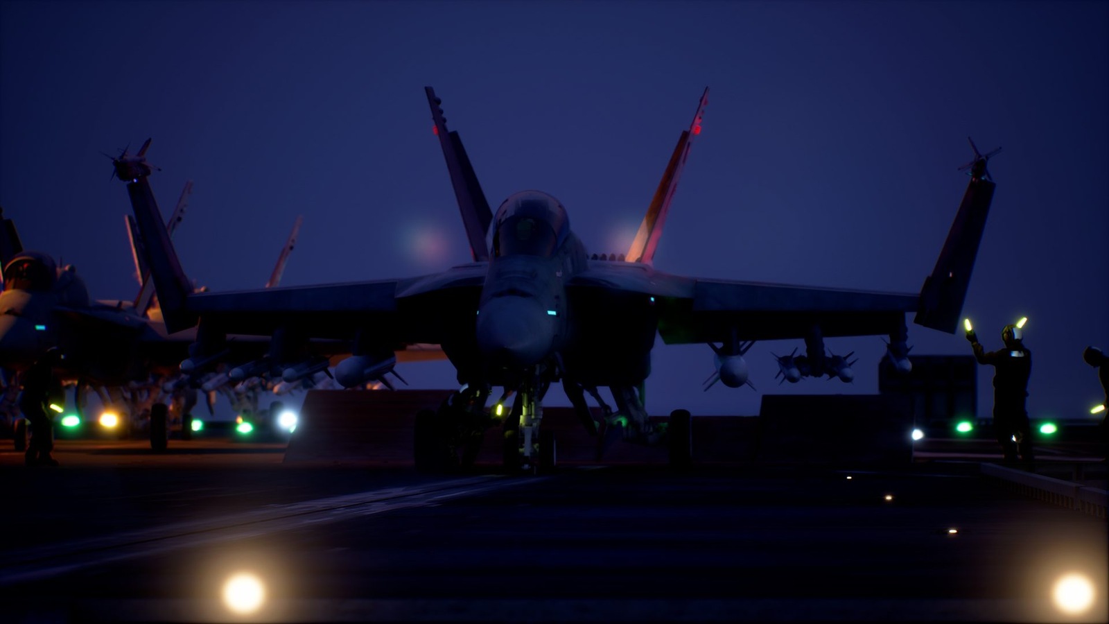 Ace Combat 8 vadászgép éjszaka a hordozón