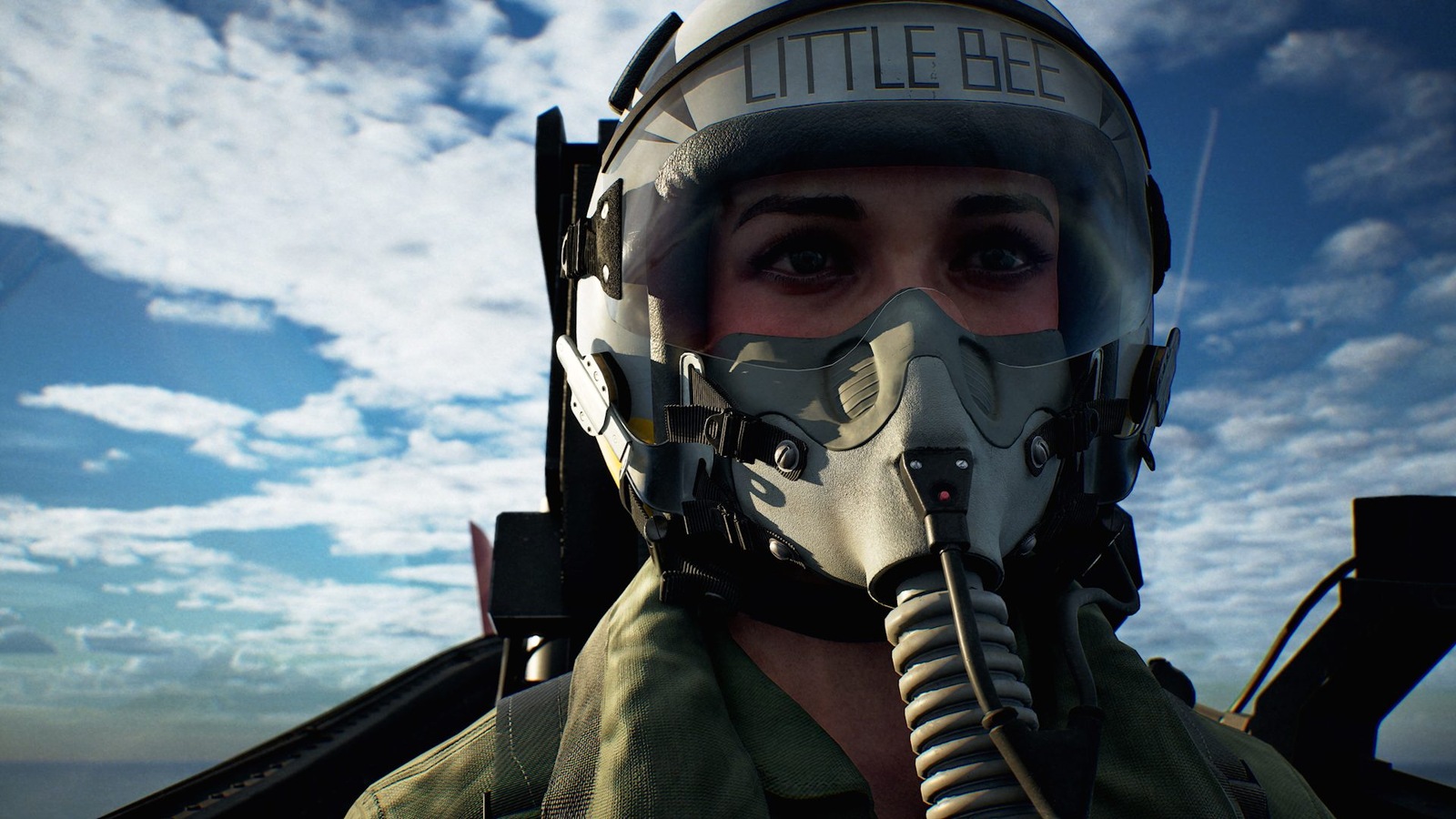 Ace Combat 8 pilóta maszkban a pilótafülkében