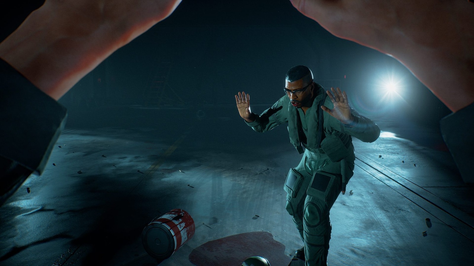 Első személyű nézetű mentési jelenet Ace Combat 8-ban