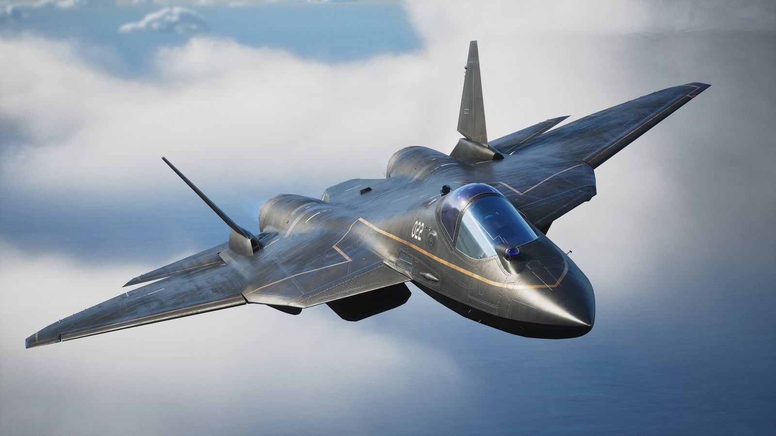 Ace Combat 8 futurisztikus vadászgép a felhők felett