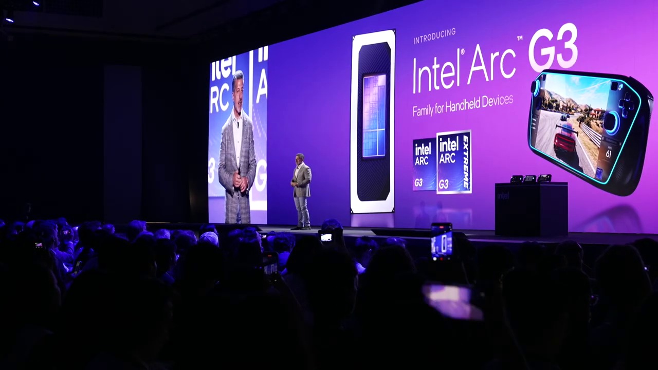 Intel Arc G3 kézikonzol slide a Computex 2026 keynote-on
