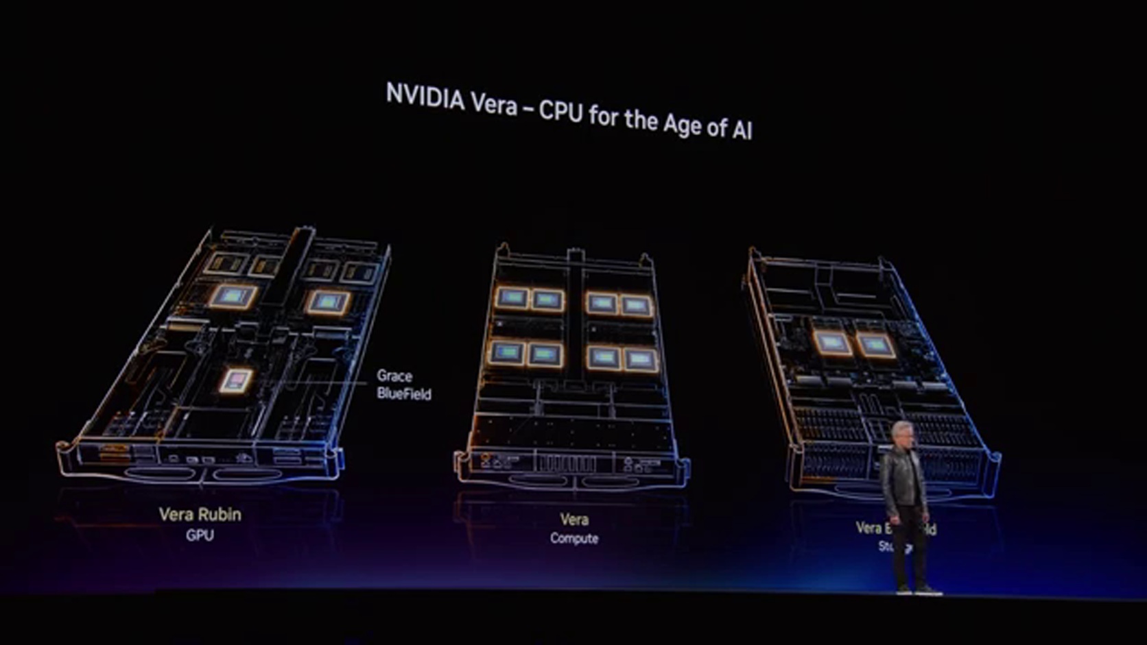 NVIDIA Vera Rubin rendszer bemutató a GTC Taipei 2026 keynote-on