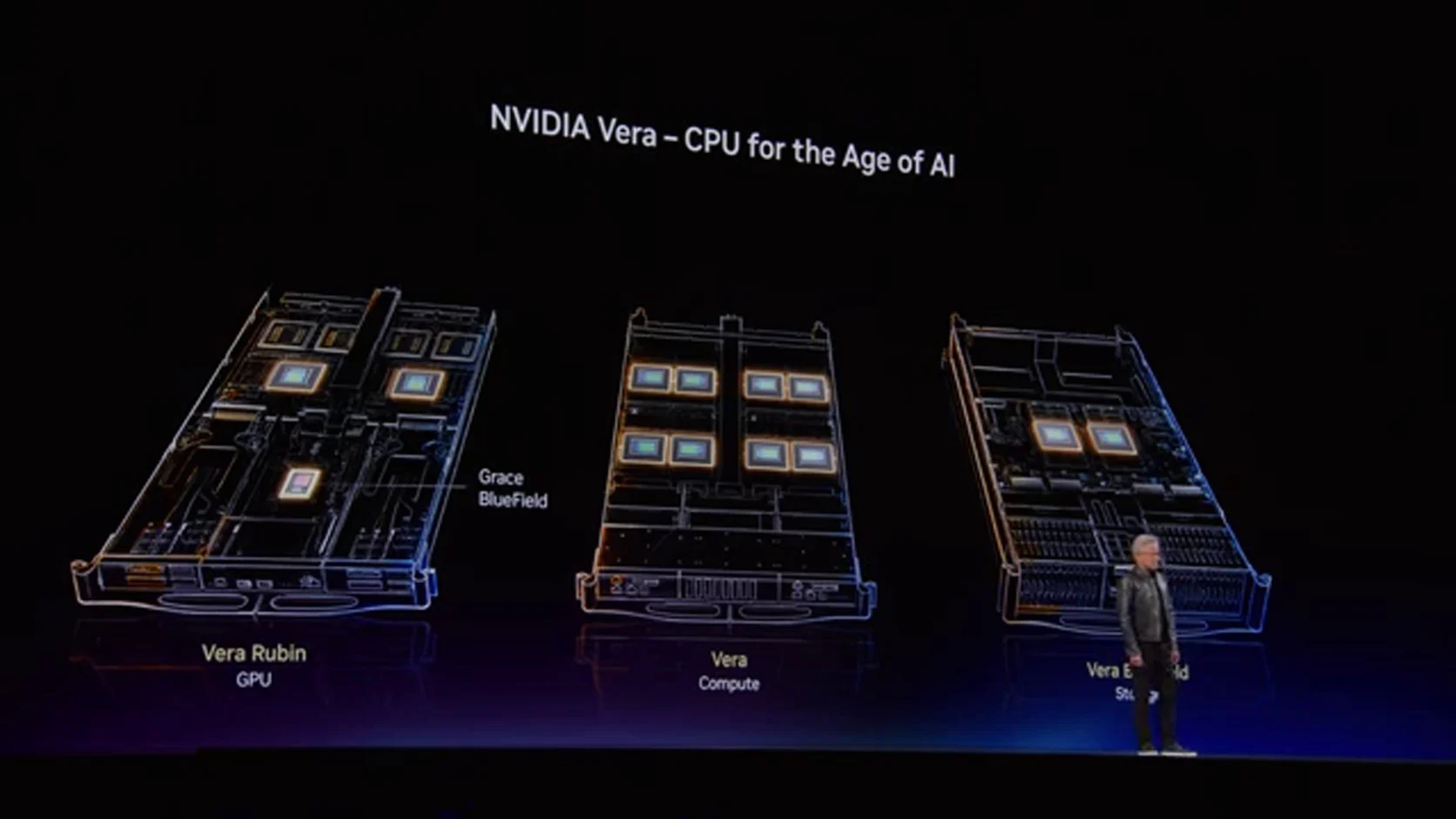 NVIDIA Vera Rubin rendszer bemutató a GTC Taipei 2026 keynote-on