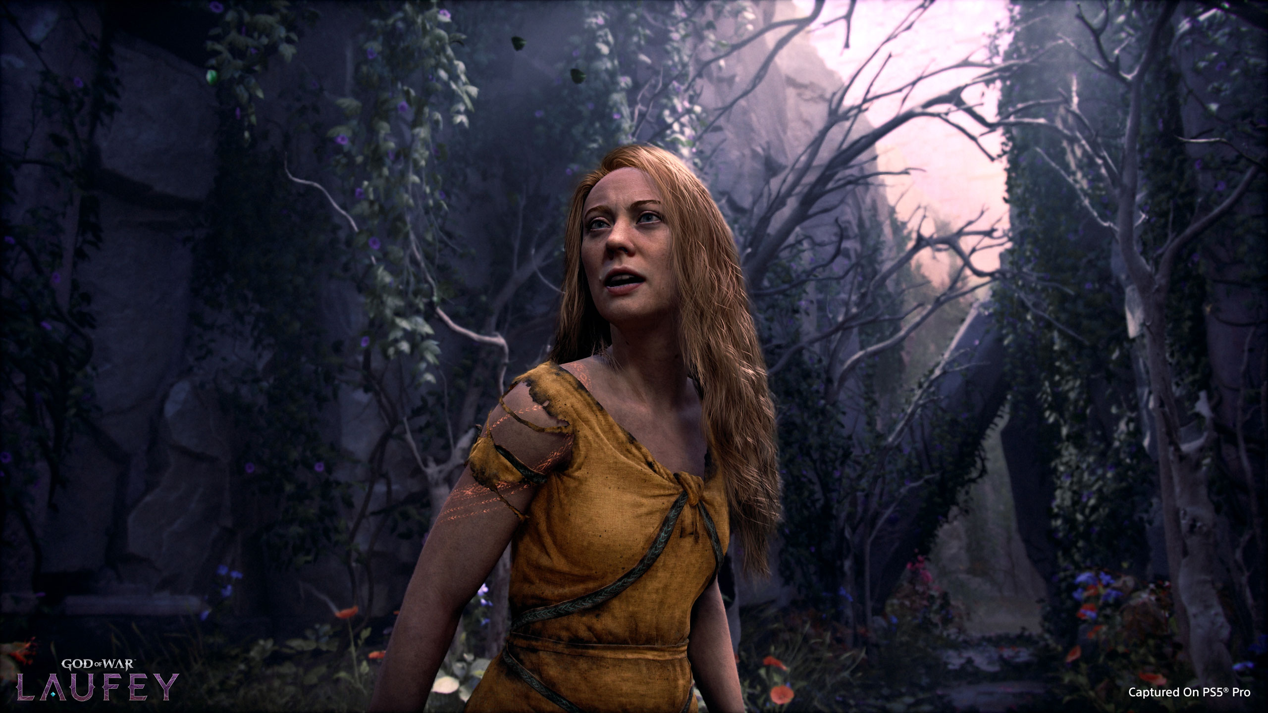Faye egy sűrű, mágikus környezetben a God of War Laufey hivatalos képén