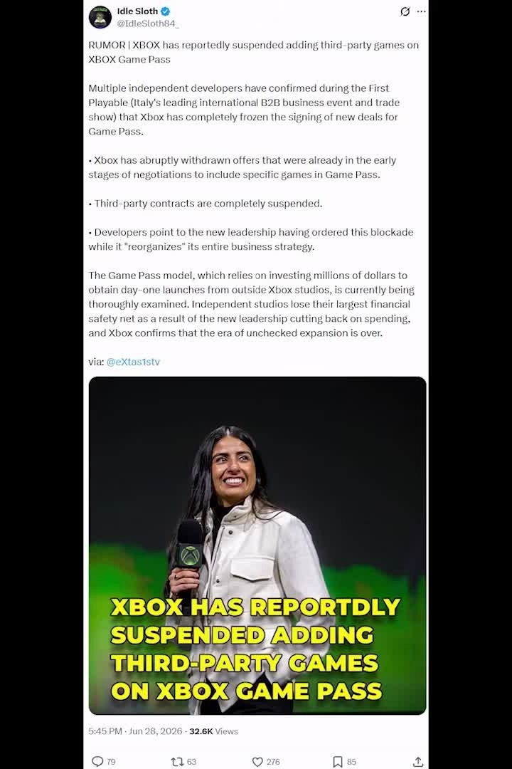 Az Xbox külsős Game Pass-megállapodásainak szüneteltetéséről szóló bejegyzés