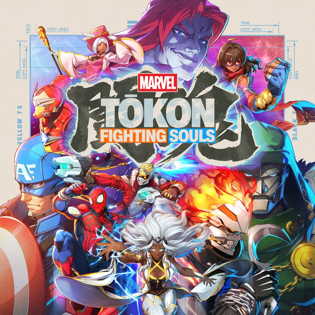 A Marvel Tokon Fighting Souls szereplői a hivatalos borítóképen