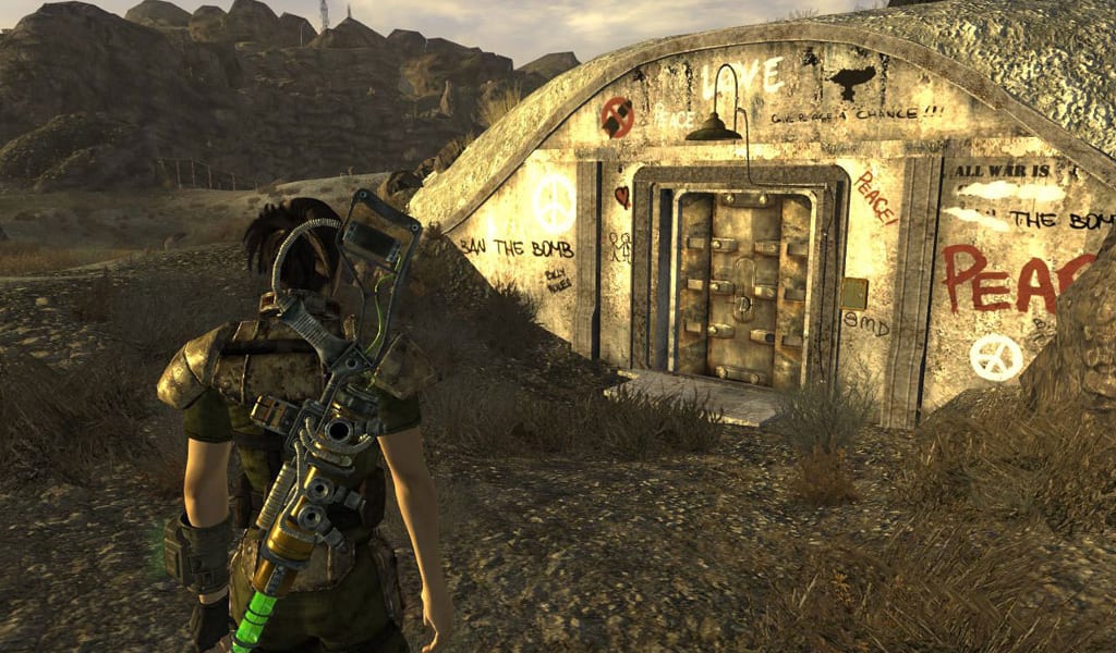 Páncélos karakter és ghoul harca a Fallout 3 hivatalos képén
