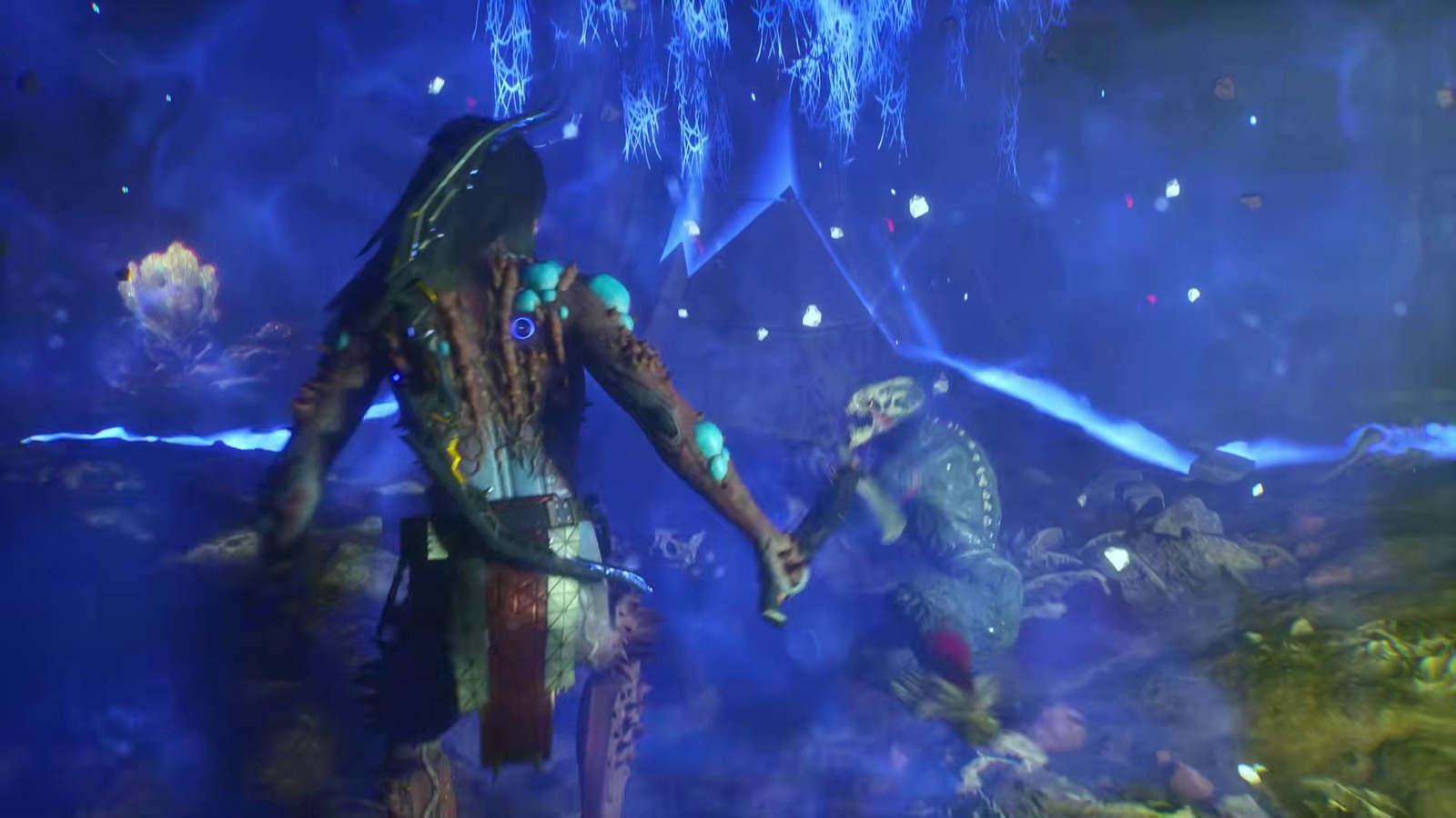 Turok harcos kék DNA-képességet használ egy dinoszaurusz ellen