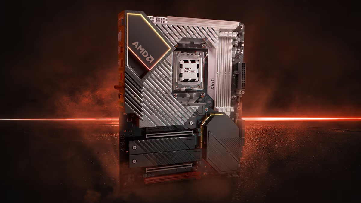 AMD Ryzen platformot bemutató alaplapfotó