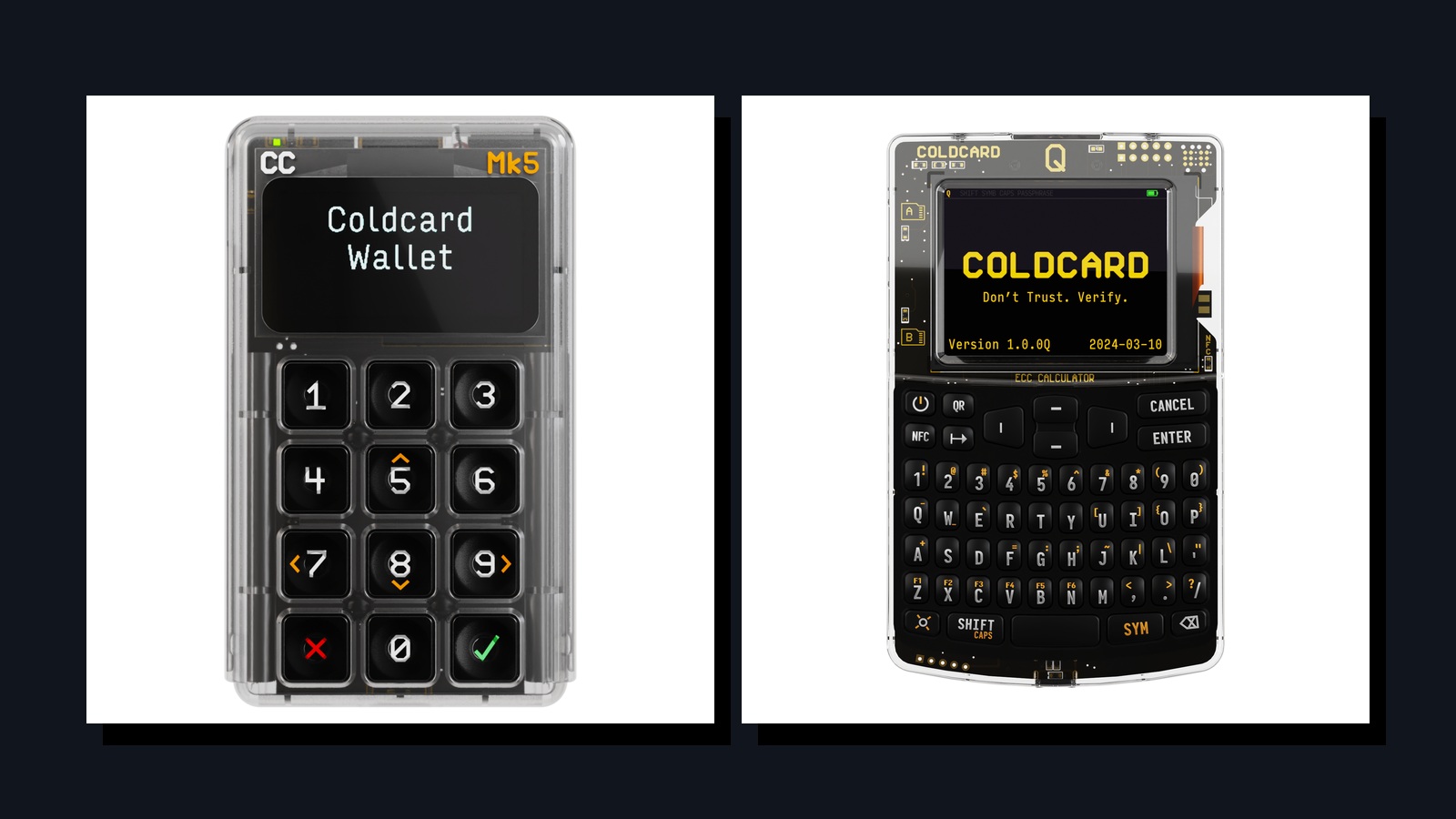 Coldcard Mk5 és Coldcard Q hardvertárcák