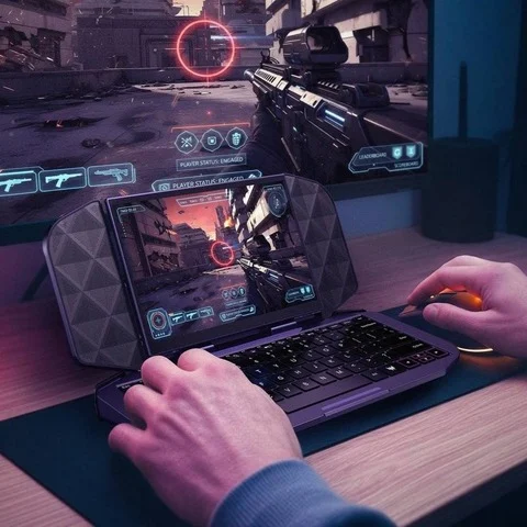 Az elforgatható kijelző és a beépített fizikai billentyűzet az Acer Project DualPlay Mini gépen