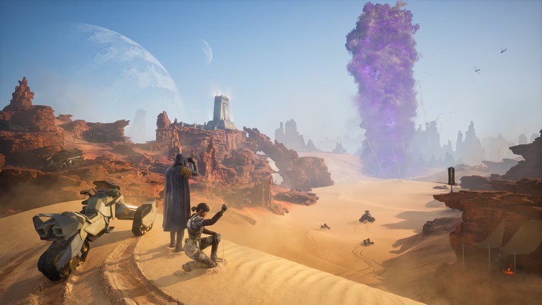 Dune Awakening játékbeli sivatagi látkép PlayStation 5 konzolon