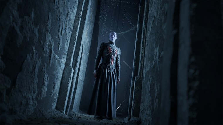 Klasszikus túlélőhorror folyosó és cenobita rémség a Hellraiser: Revival játékban