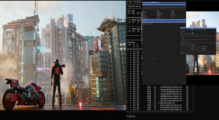 Valós idejű telemetria és nvidia-smi adatok az MGPU Bridge kétkártyás tesztfuttatásán
