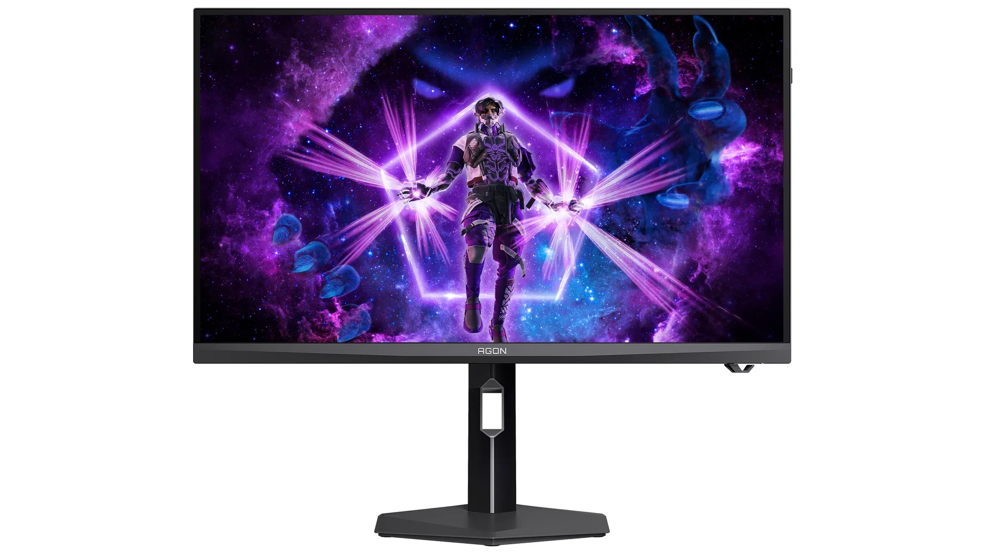 AOC AGON Pro AGP277QKM 27 hüvelykes gamer monitor szemből, állvánnyal