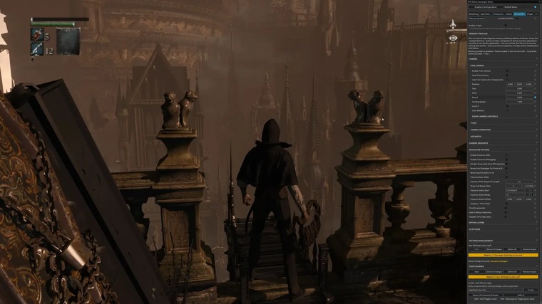 Az RTX Remix fejlesztői kezelőfelülete valós időben a játékra vetítve