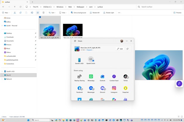 A Context Vault a Windows 11 Megosztás menüjében