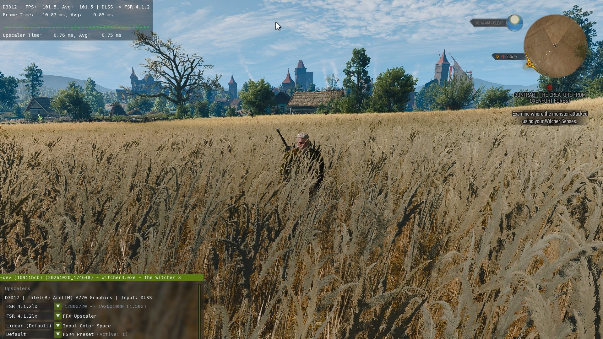 FSR 4.1.2 Lite Intel Arc A770-en a Witcher 3 Remastered alatt