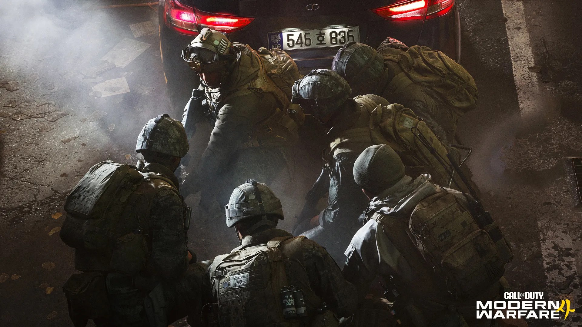 Katonák egy autó mögött fedezékben a Modern Warfare 4 kampányában